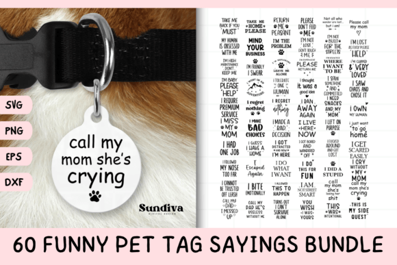 Download 60 Funny Pet Tag Sayings SVG Bundle - Funny Collection