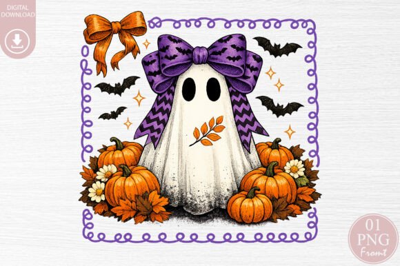 Download Cute Ghost Coquette Bow Halloween Design - Halloween design Collection