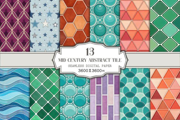 Download Mid Century Abstract Tile Digital Paper - Abstract Collection