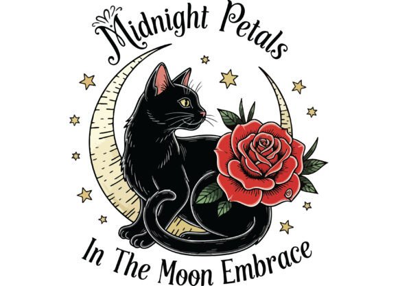 Download Mystic Black Cat Moon Art Print SVG, PNG - Moon art print Collection