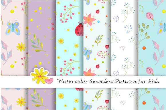 Download Watercolor Seamless Patterns for Kids - Premium Resources
