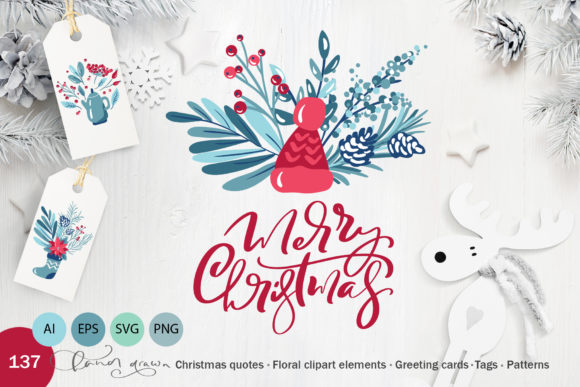 Download Floral Christmas Holiday Elements - Element Collection