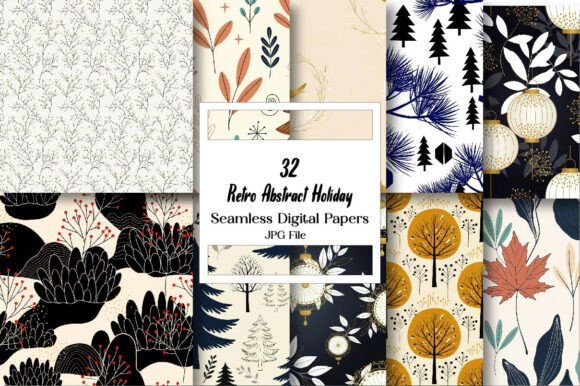 Download Retro Abstract Holiday Digital Paper - Abstract Collection
