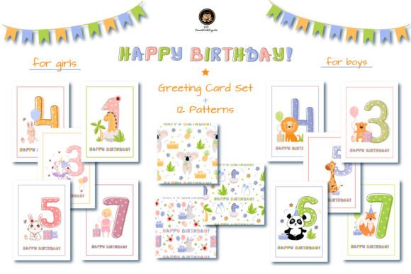 Download Birthday Set for Kids + 12 Patterns - Premium Resources