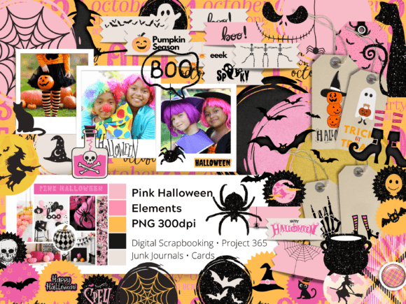 Download Pink Halloween Scrapbook Elements - Element Collection