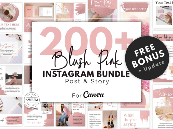 Download 200 Blush Pink Instagram Template Kit - Instagram template Collection