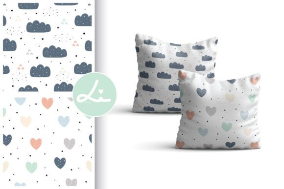 Download Cute Seamless Pattern Clouds and Hearts - Premium Bundle